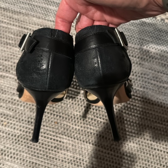 Jimmy Choo 🎉HP🎉🎈distressed leather heels with center zipper, strap w/ buckle - Picture 9 of 12